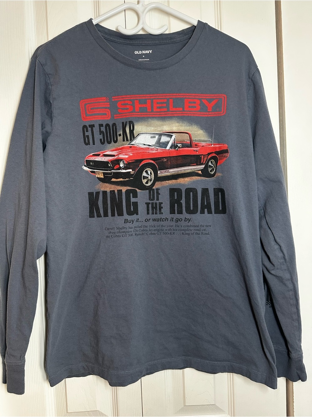 Old Navy Gray Long-Sleeve Shelby GT500 Graphic Tee with Red Car #61